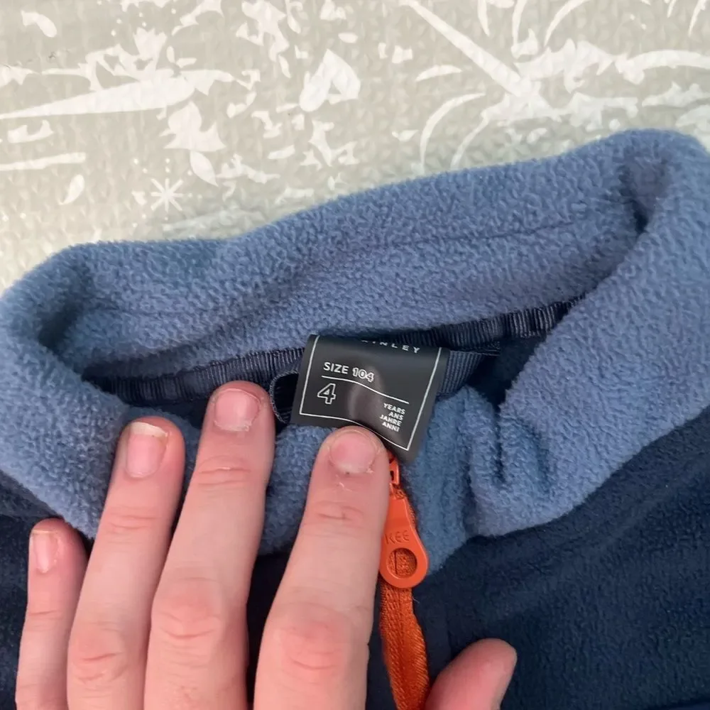 Children's Two-Tone Blue Fleece Jacket with Orange Zip